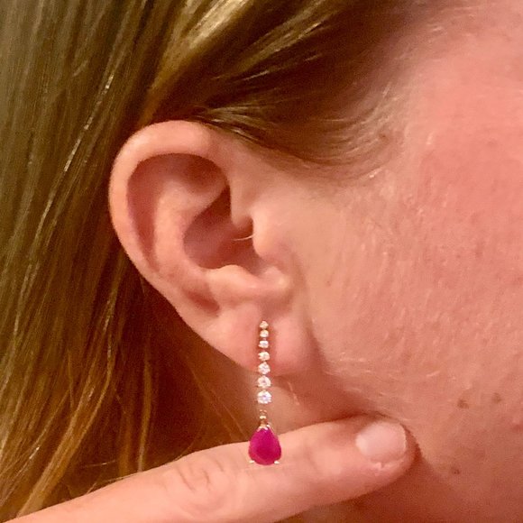 Ezra Kassin Jewelry - Natural Ruby Diamond Earrings 14k Gold 5.42 TCW Certified $4,950 018662